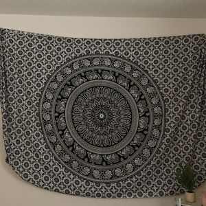 black and white tapestry